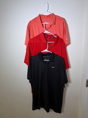Nike Men's XL Red, Coral & Black Polo Shirt 3 Pack